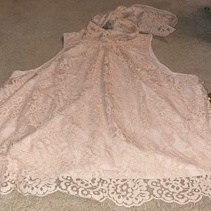 Lace top with bow tie neck